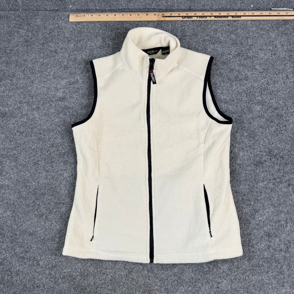 Eddie Bauer Vest Womens Size M Cream Polartec Fleece Full Zip Mock Neck Canada